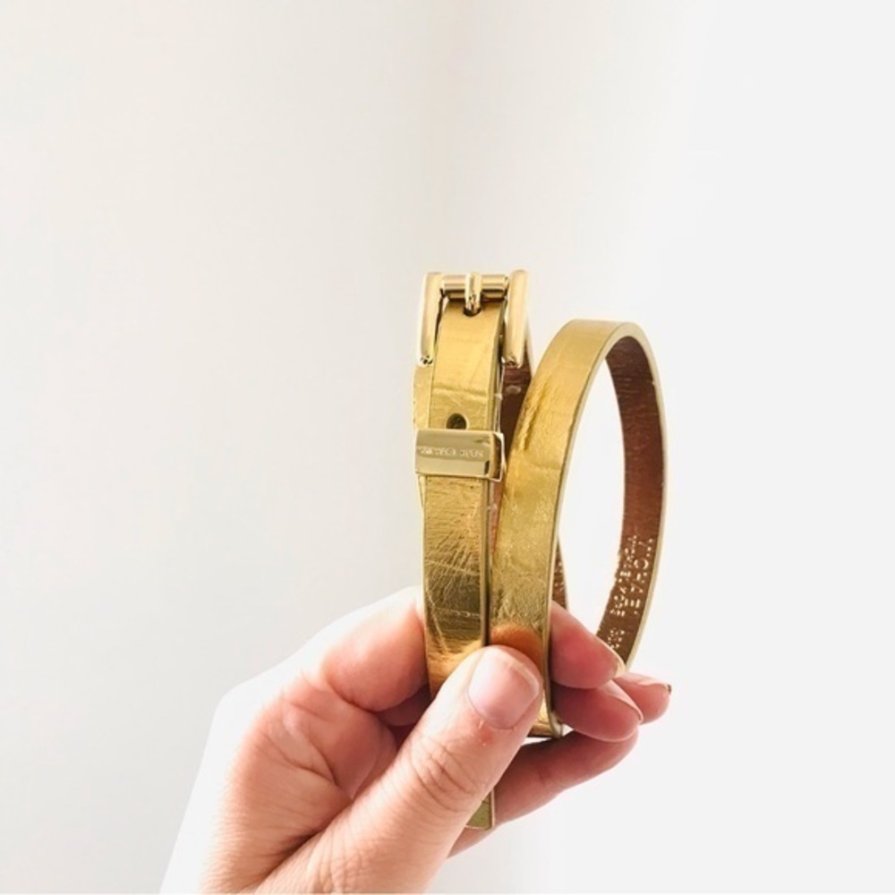 Michael Kors Gold embossed skinny leather belt sz large